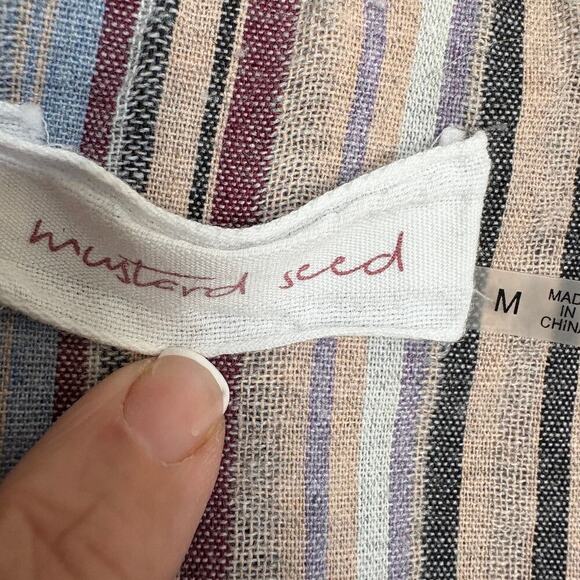 Mustard Seed striped romper M Cottagecore Light Academia Soft Modern Linen - Picture 6 of 7